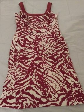 Donna Ricco Red and White Printed Midi Dress